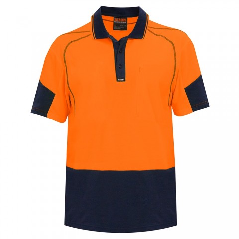 Polo Quick Dry Cotton Backed Orange Navy Size
