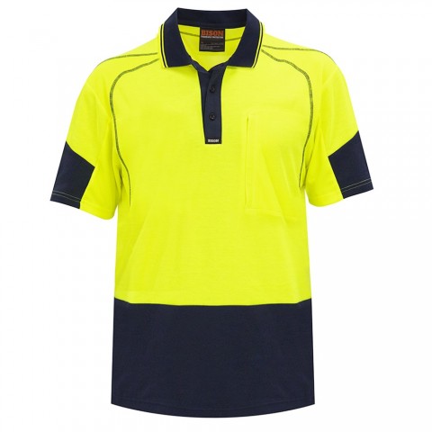 Polo Quick Dry Cotton Backed Yellow Navy Size