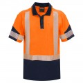 Polo Day/Night Quick Dry Cotton Backed Orange Navy Size