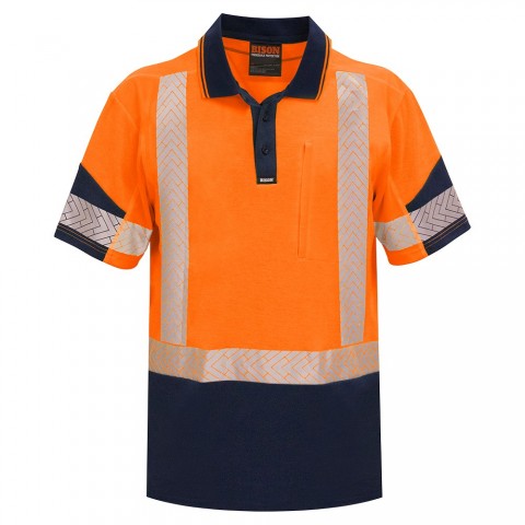 Polo Day/Night Quick Dry Cotton Backed Orange Navy Size